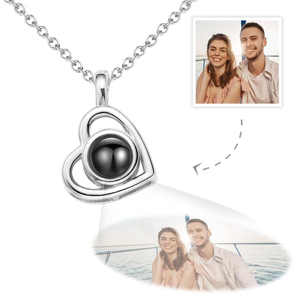 Personalised Photo Projection Necklace Heart Photo Necklace Silver Mother's  Day Gift